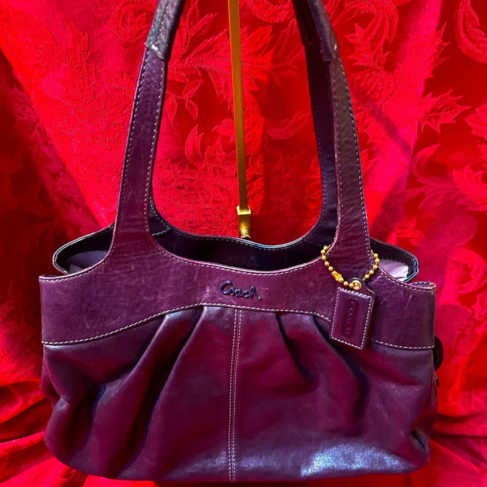 Coach Deep Purple Leather Shoulder Bag